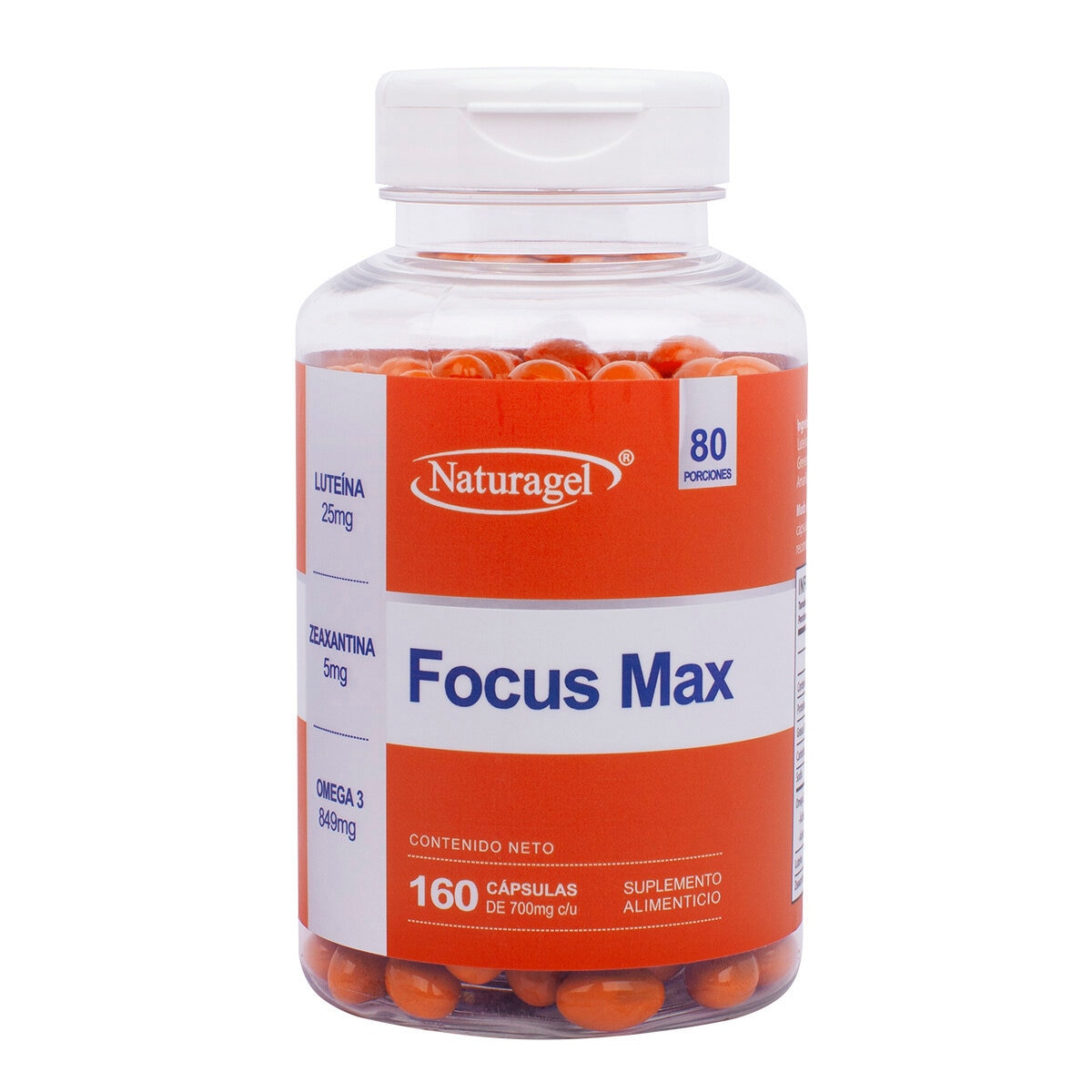 Naturagel Focus Max Luteína, Zeaxantina con Omega 3 160 Cápsulas