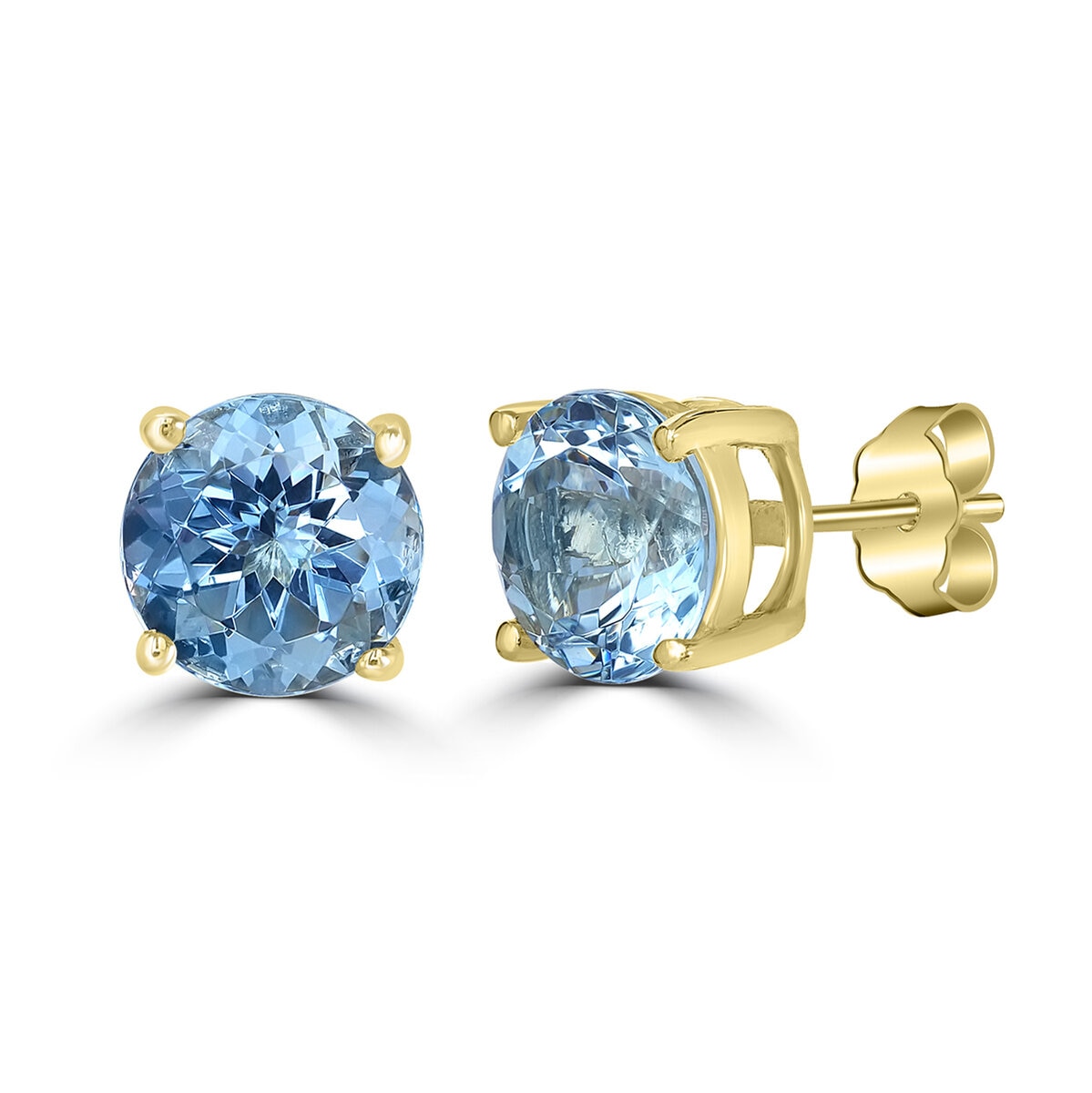 Aretes de Aguamarina, Oro Amarillo de 14K