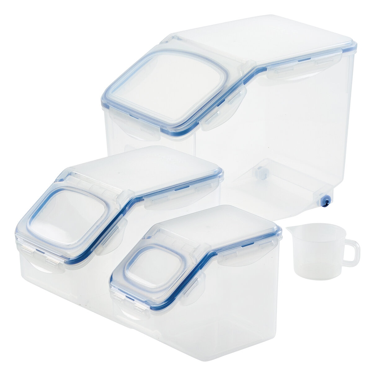 LockNLock Juego de 3 Recipientes para Almacenamiento con Taza para Medida