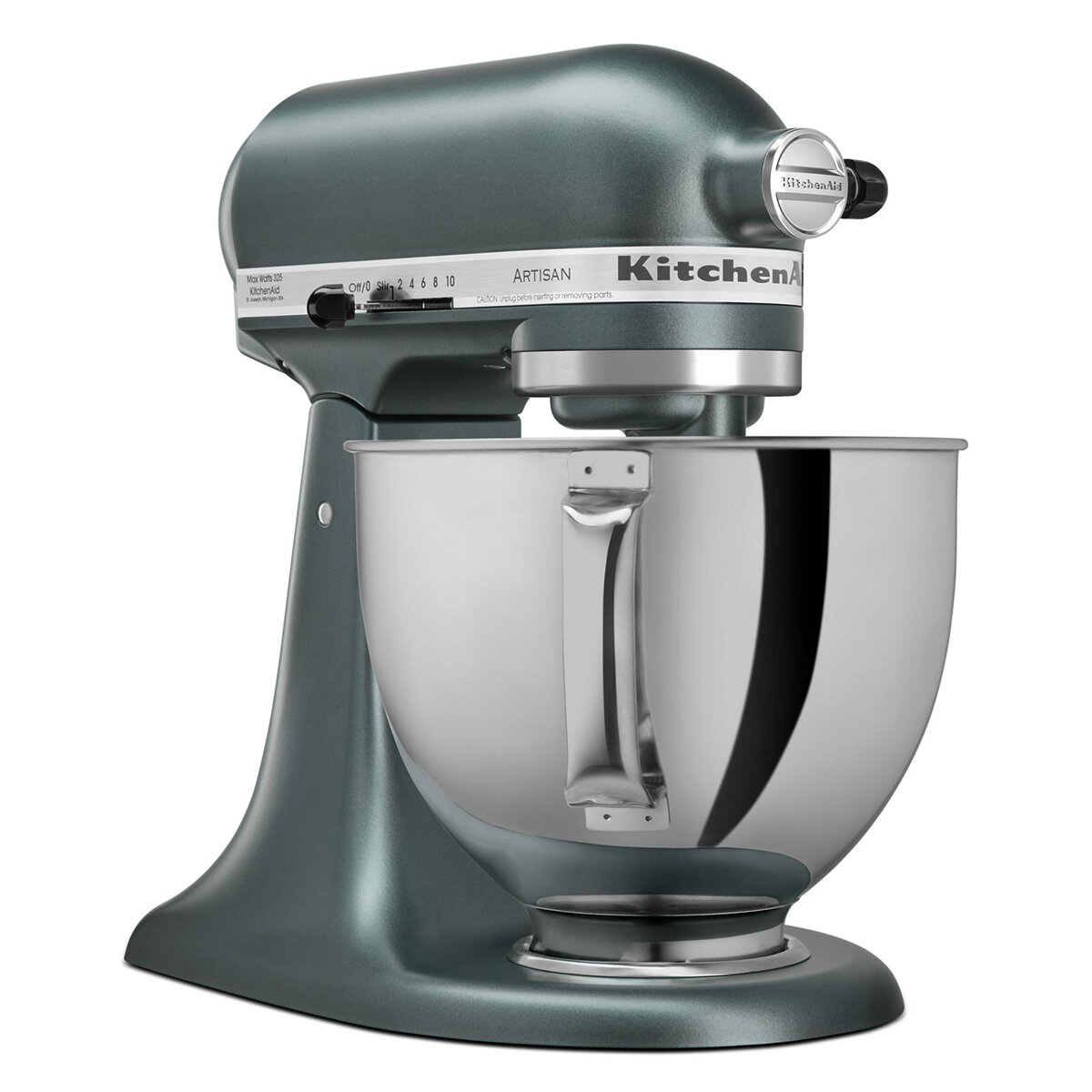 KitchenAid, Batidora Artisan Verde, Tazón de acero inoxidable pulido con asa, 4.7 L,