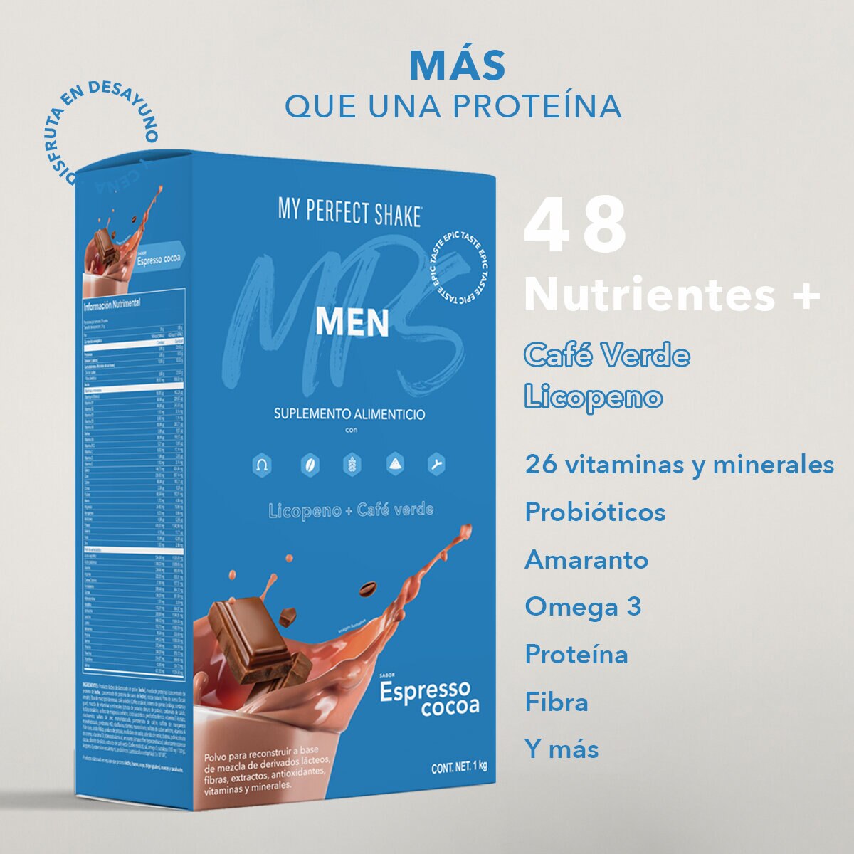 My Perfect Shake Men Bebida en Polvo Sabor Expresso Cocoa 2kg