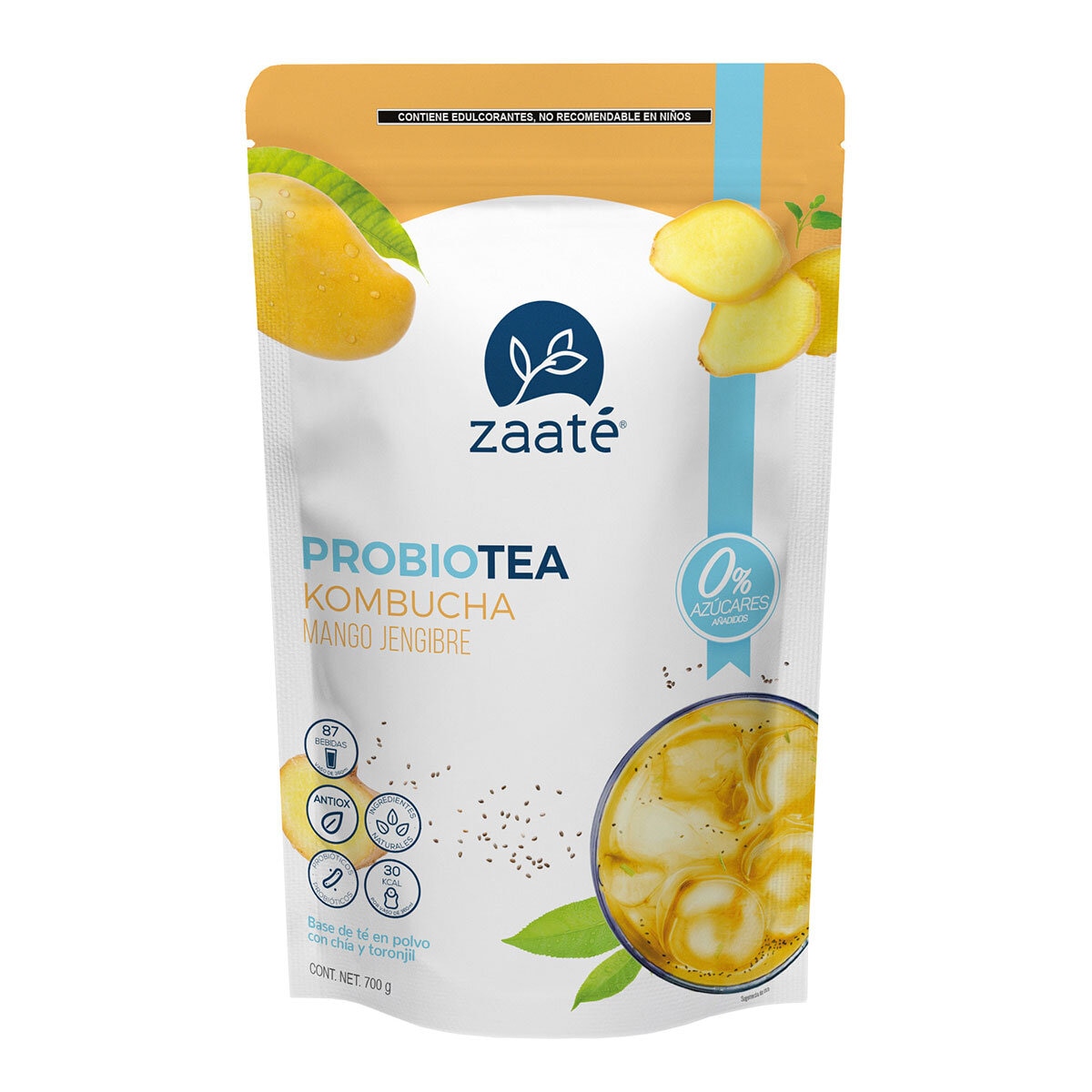 Zaaté Probiotea Kombucha Mango Jengibre 0 Azúcar Costco...