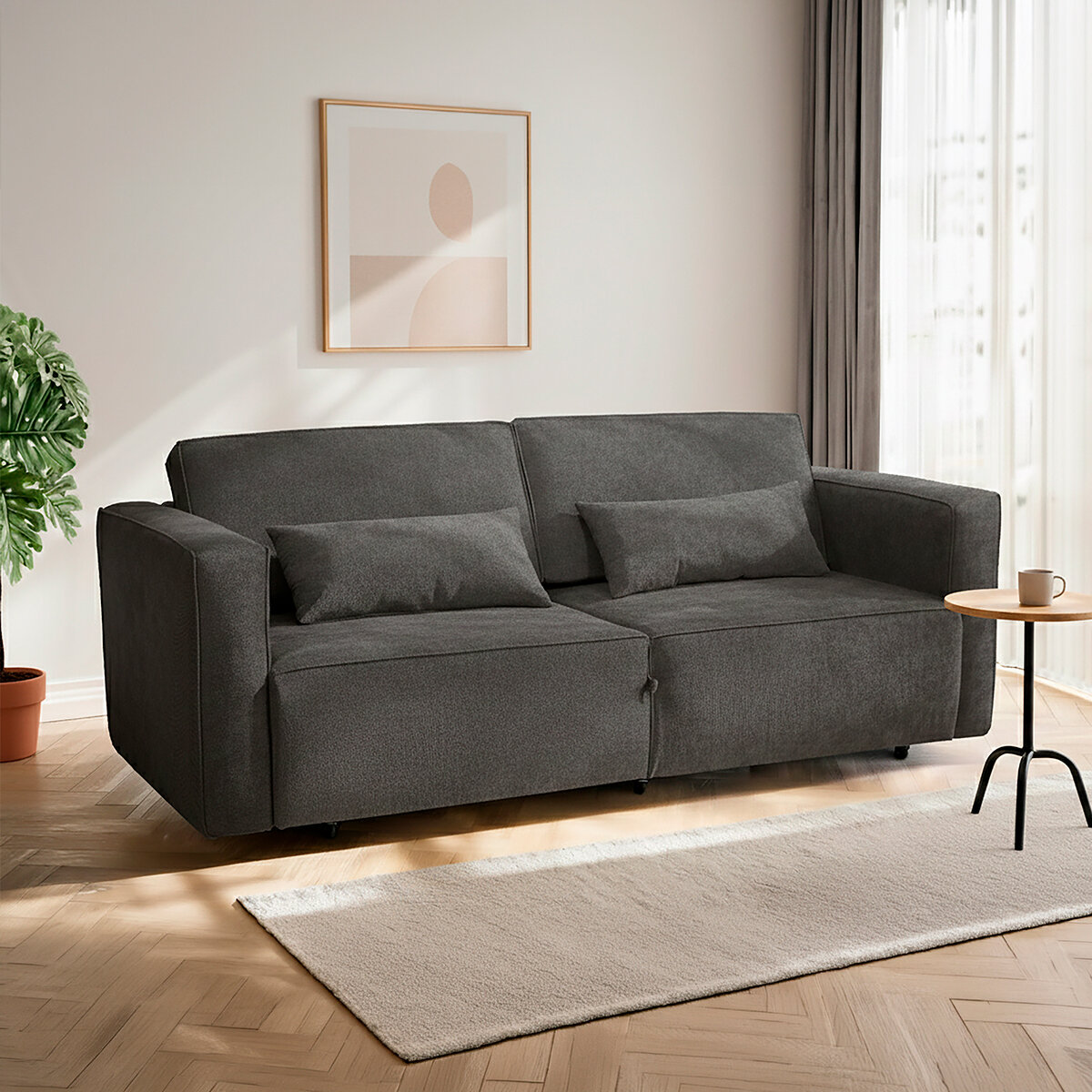 Violanti, Sofá Cama De 3 Plazas Con Brazos, Color Gris