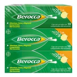 Berocca Vitaminas Calcio y Magnesio 3 Tubos de 10 Comprimidos Efervescentes c/u