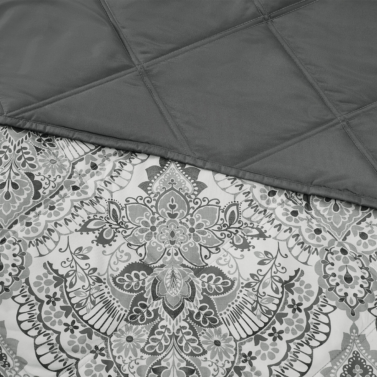 Seasons Collection Colcha con Relleno Alternativo Tamaño King DAMASK GRAY