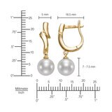 Aretes de Perlas Cultivadas Agua Dulce, 7.0-7.5mm, Oro Amarillo de 14K