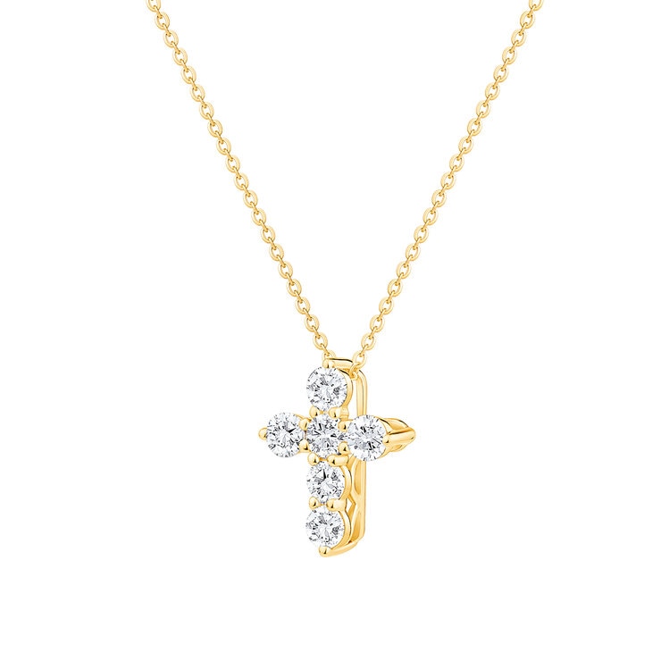 Collar con Dije de Cruz, Oro de 14 K, 0.50 CT