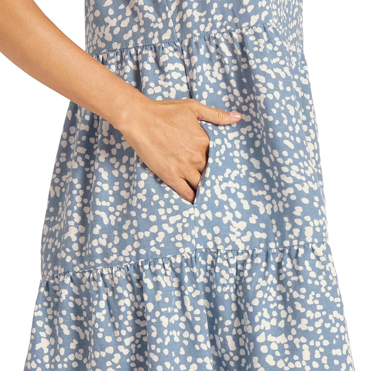 Matty M Vestido Tipo Lino para Dama Azul Grande