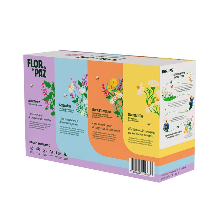 Flor de la Paz Tés Orgánicos Herbales 64 pzas Flor de la Paz Tés Orgánicos Herbales 64 pzas