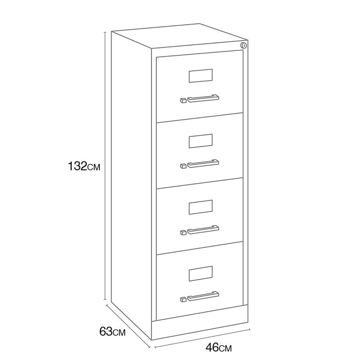 Hirsh, Archivero con 4 Cajones Tamaño Oficio Color Negro