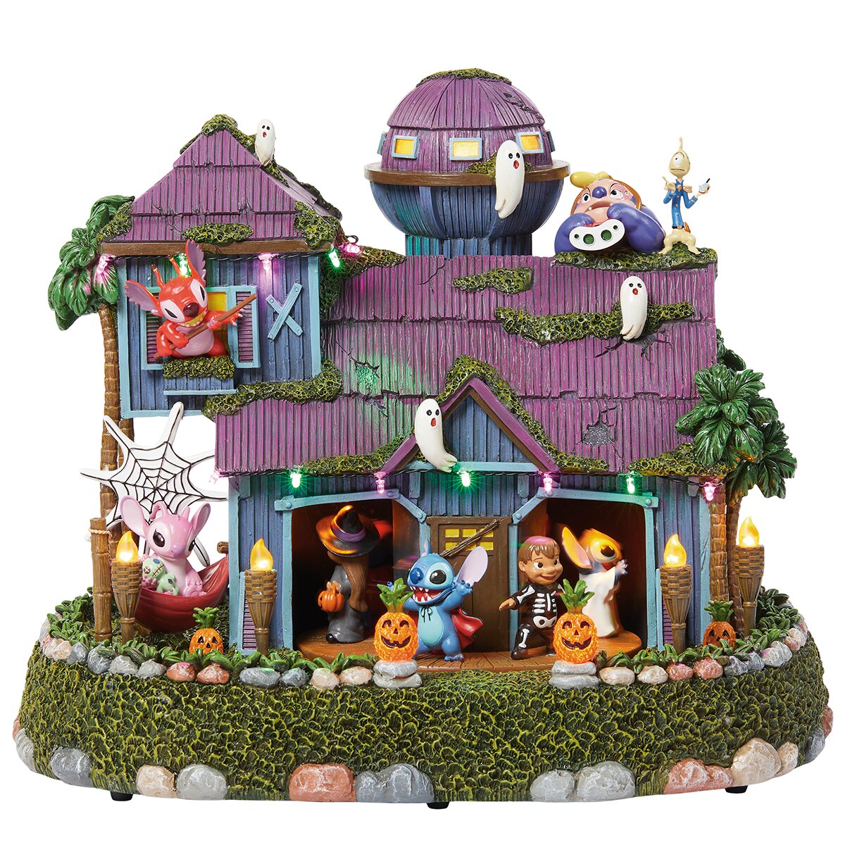 Casa de Halloween Animada de Stitch con Luces y Música
