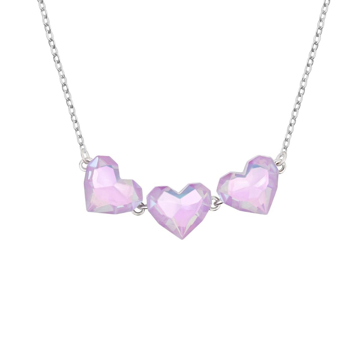 Mayfer, Juego de Collar y Aretes, Corazones con Cristal Austríaco