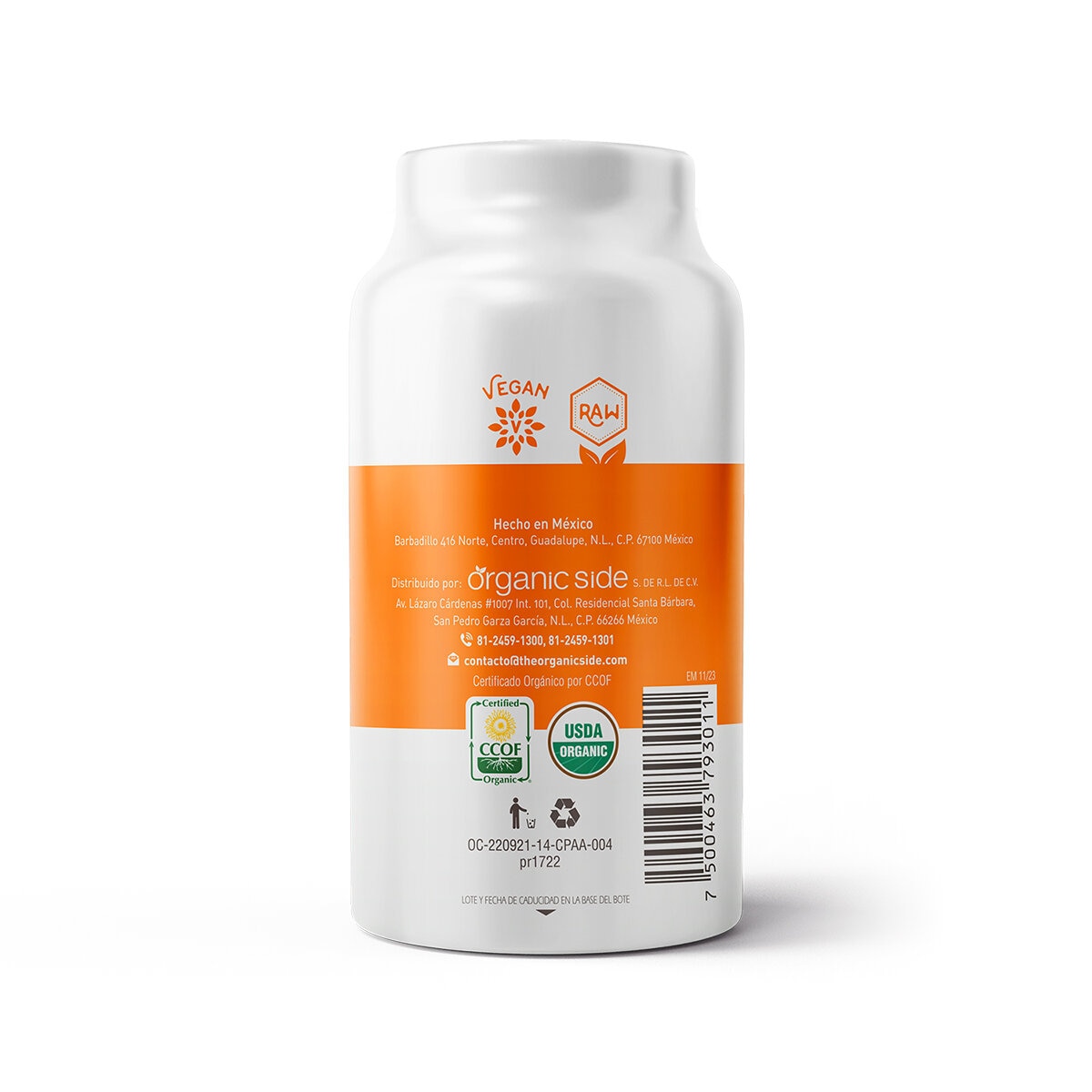 Organic Side Cúrcuma con Piperina 110 Cápsulas