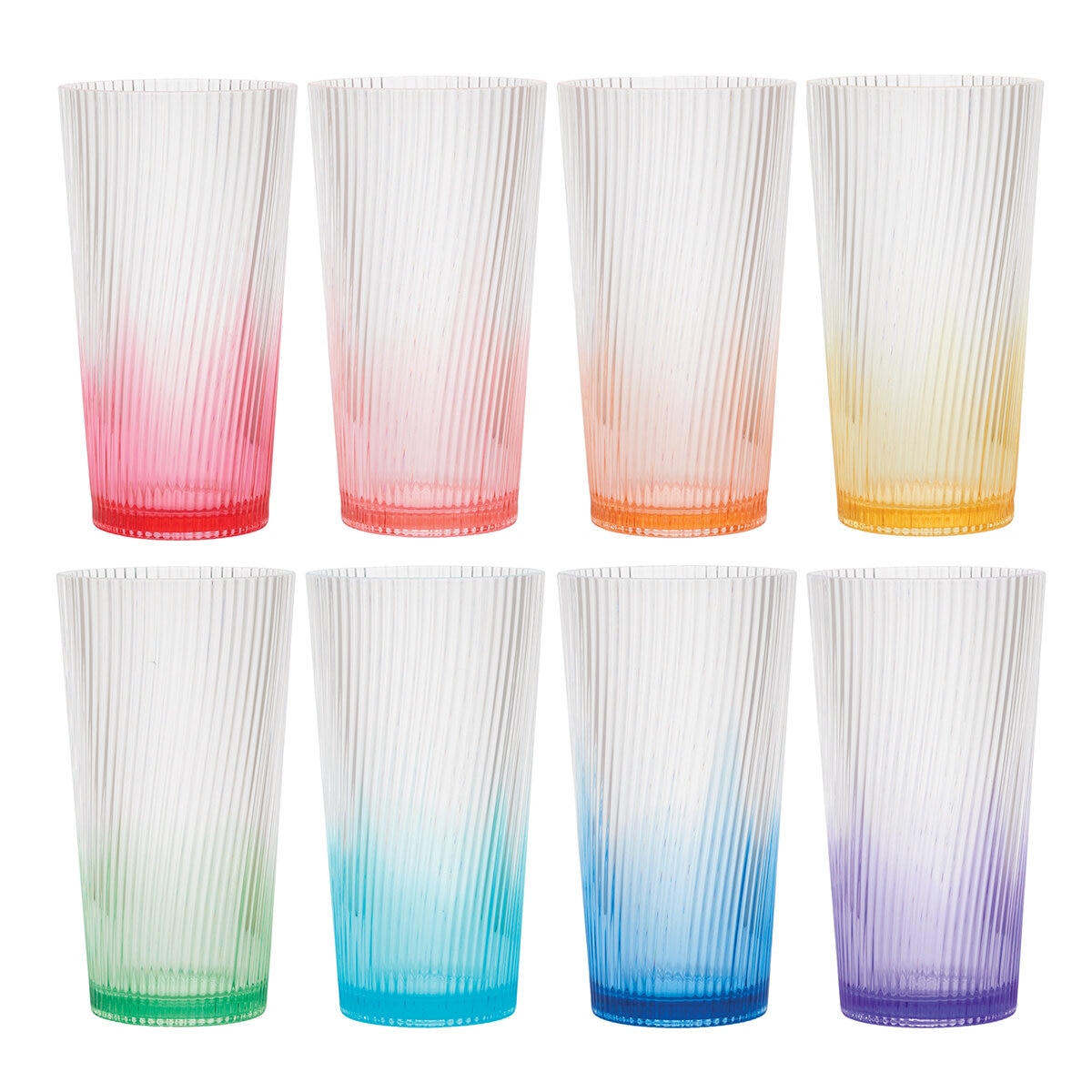 Juego de 8 Vasos Acrílicos de Colores, 651mL