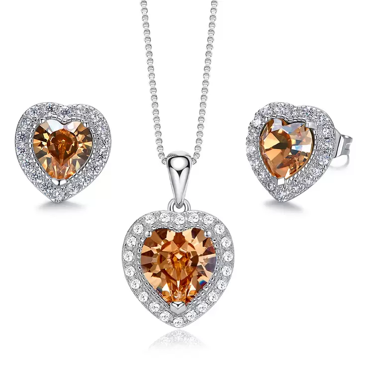 Mayfer, Juego de Aretes y Dije en Forma de Corazón, Varios Colores