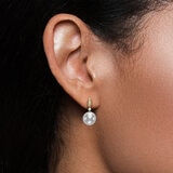 Aretes de Perlas Cultivadas, 7-7.5mm, con Diamantes .034ctw, Oro Amarillo de 14K
