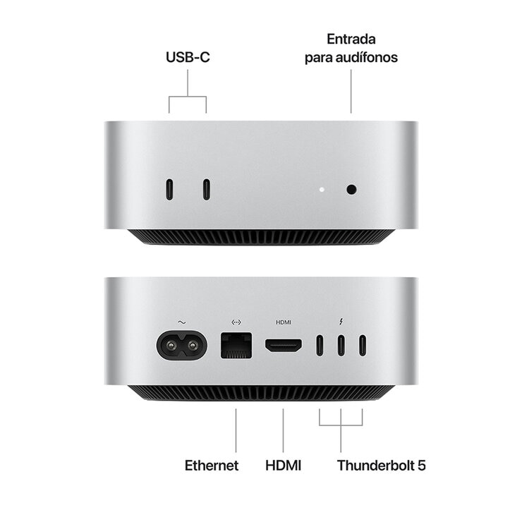 Apple Mac Mini Chip M4 Pro 512GB CPU de 12 Núcleos GPU de 16 Núcleos Memoria Unificada de 24GB