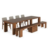 Transformer Table, Set de Comedor Expandible Color Marrón, Capacidad de hasta 12 Personas, 100% Madera