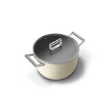 Smeg Olla de 26cm con Tapa de Cristal blanco