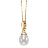 Dije de Perla Cultivada, 9-10mm, Oro Amarillo de 14K
