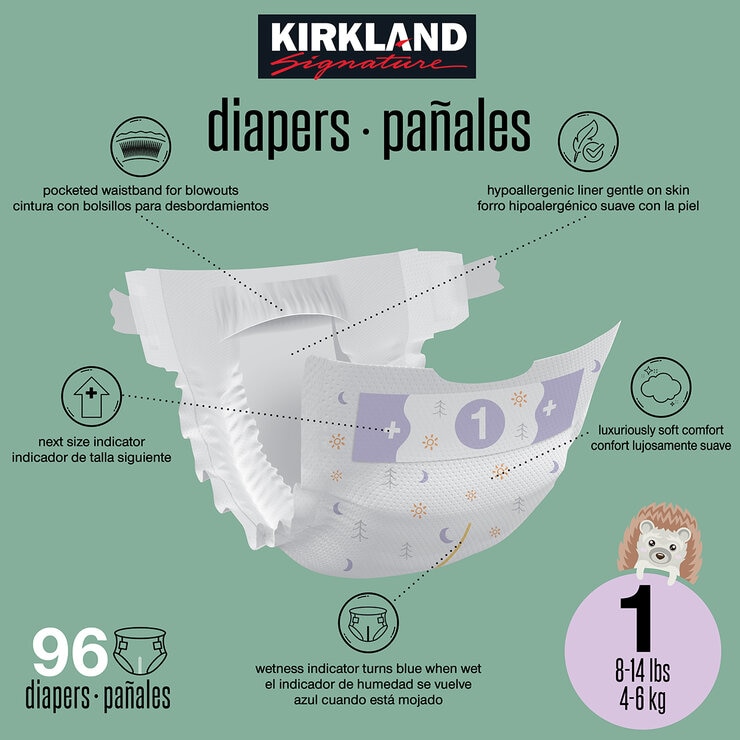 Kirkland Signature Pañales Etapa 1 Unisex 96 piezas