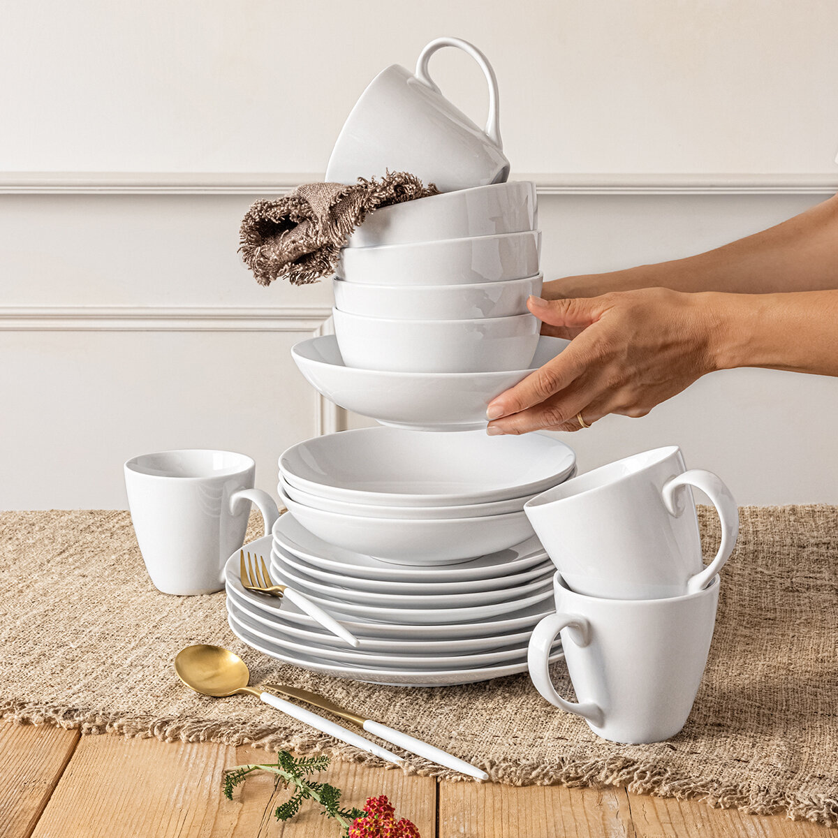 Over & Back Juego de Vajilla de Porcelana 20 Piezas