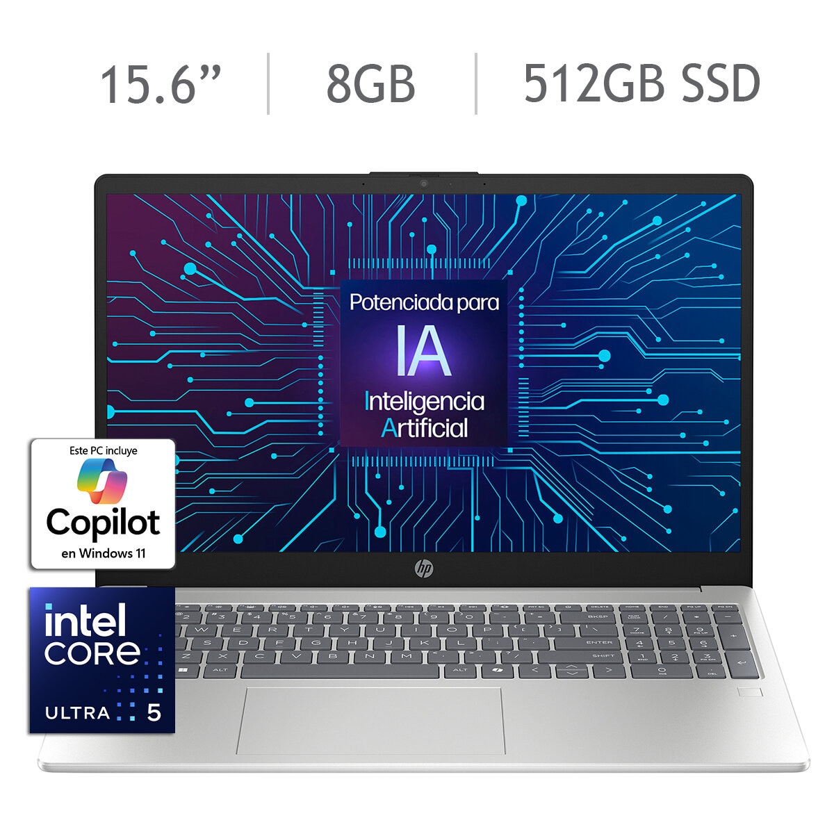 HP 15-fd1254la Laptop 15.6" Full HD Táctil Intel Core Ultra 5 8GB 512GB SSD + 12 Meses de M365 Personal