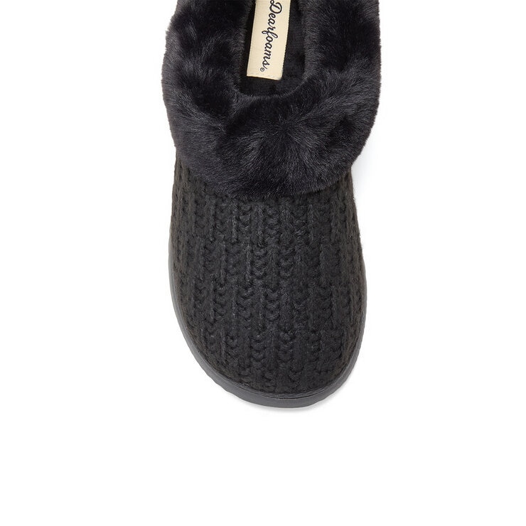 Dearfoams Pantufla para Dama Negro Mediana (24.5 cm / 25 cm)