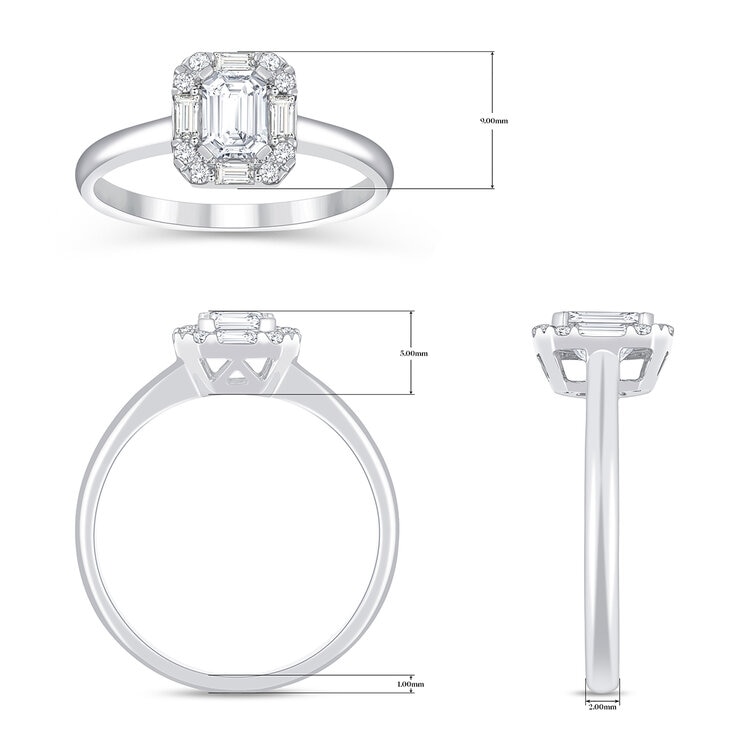 Anillo de Compromiso, Diamantes 0.85ctw, Oro Blanco de 14K