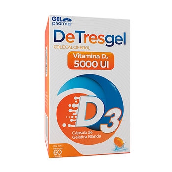 DeTresgel Vitamina D3 Colecalciferol 5000 UI 60 cápsulas