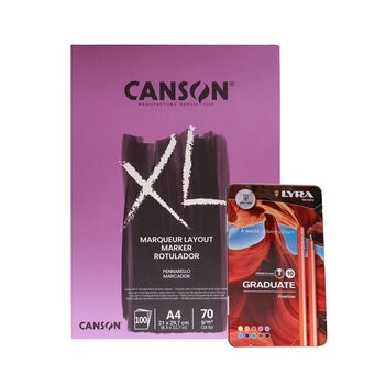Cuaderno Canson XL Marker a4+ Lyra Graduate Fine Liner 10 Colores