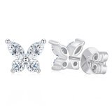 Aretes de Diamantes 0.58ctw, Forma Mariposa, Oro Blanco 14K Aretes de Diamantes 0.58ctw, Forma Mariposa, Oro Blanco 14K