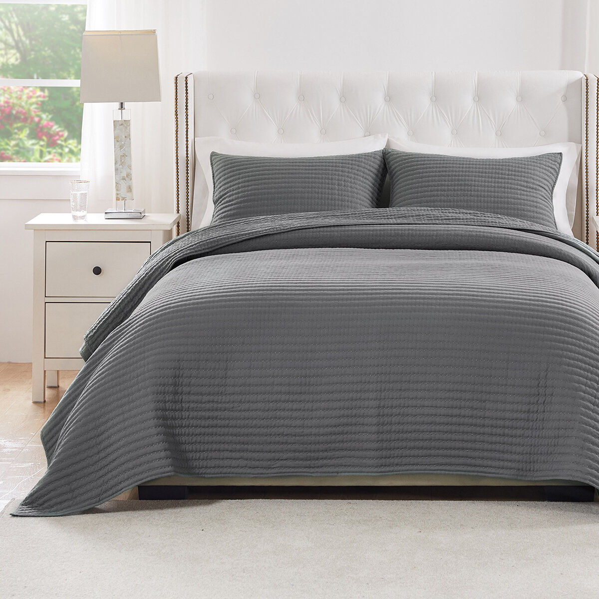 Greenland Home Fashions Juego de Cama Tamaño King 3 piezas Gris