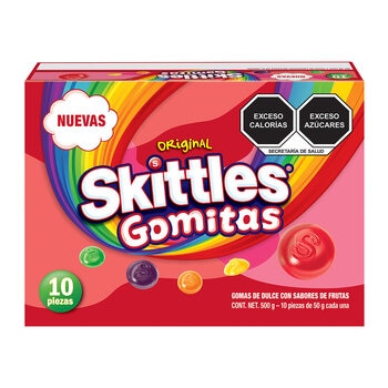 Skittles Gomitas de Dulce Sabores Frutales 10 pzas de 50g