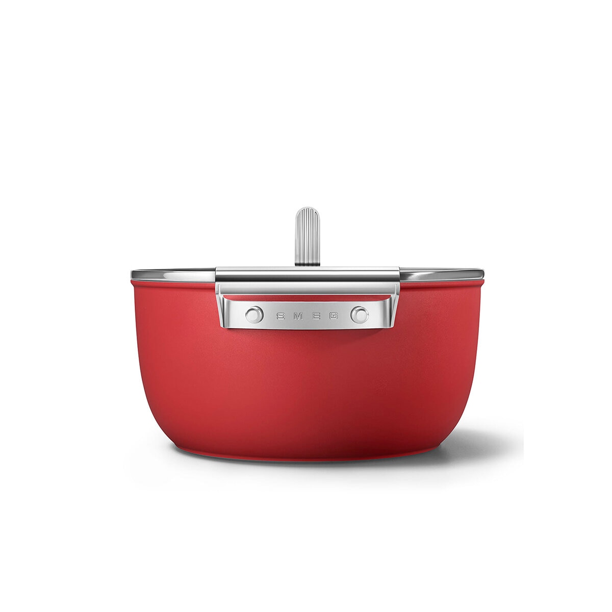 Smeg Olla de 24cm con Tapa de Cristal rojo