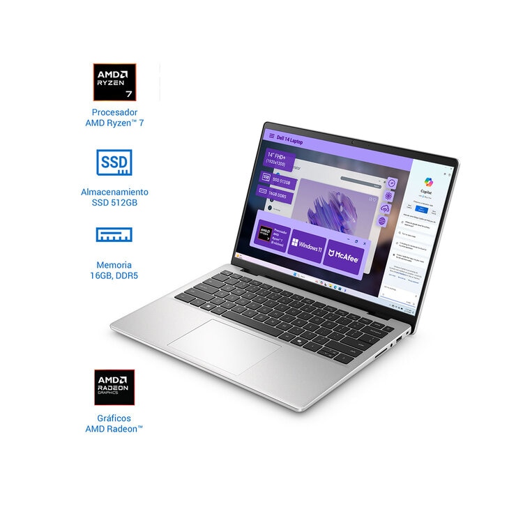 DELL 14 Laptop 14" Full HD+ AMD Ryzen 7 16GB 512GB SSD