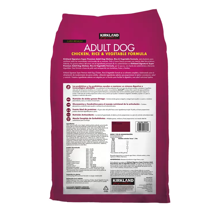 Kirkland Signature Alimento para Perro Adulto con Pollo y Arroz 18.1kg