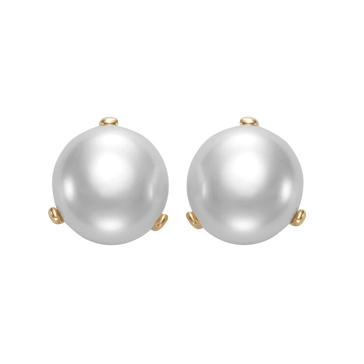Aretes de Perlas Cultivadas, 10.0-10.5mm, Oro Amarillo de 14K