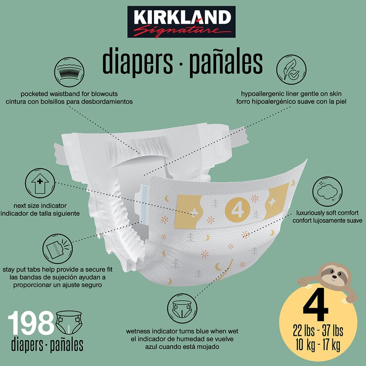 Kirkland Signature Pañales Etapa 4 Unisex 168 pzas