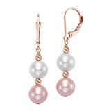 Aretes de Perlas Cultivadas, Oro Rosa de 14K