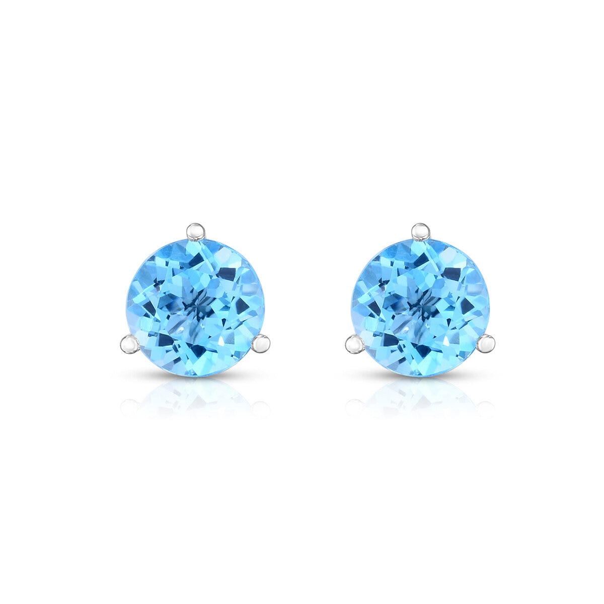 Aretes de Topacio Azul Claro, Oro Blanco de 14kt