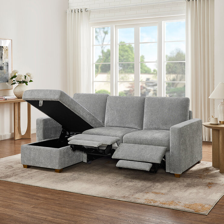 Thomasville, Sofá Estilo Chaise Reversible De Tela De 2 Piezas Con Reposapiés Eléctrico Y Almacenamiento