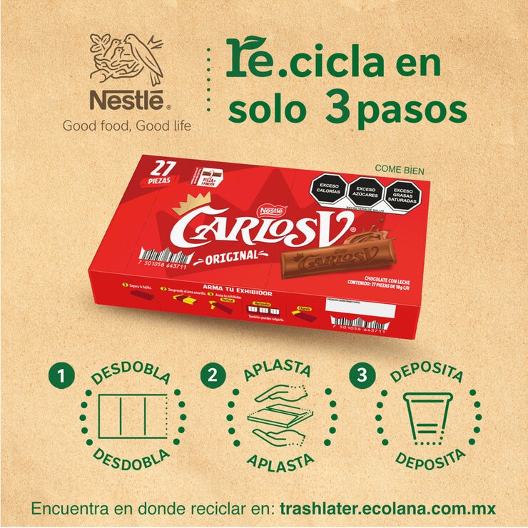 Carlos V Chocolate 27 pzas de 18 g