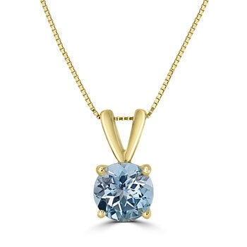 Collar de Aguamarina, Oro Amarillo de 14kt