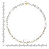 Collar de Perlas Cultivadas, 7-7.5mm, Oro Amarillo de 14K