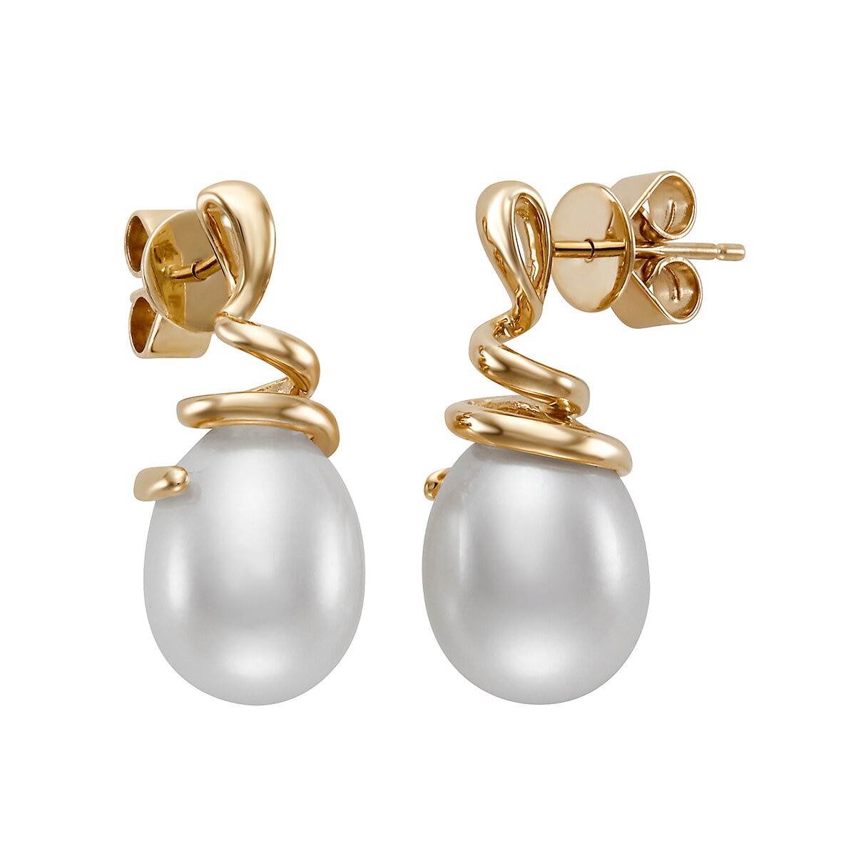 Aretes de Perlas Cultivadas, Oro Amarillo de 14K