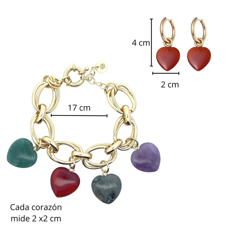 Mayfer, Juego Pulsera y Aretes con Piedra Natural Mayfer, Juego Pulsera y Aretes con Piedra Natural