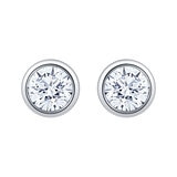 Aretes de Diamantes, 0.50ctw, Corte Redondo, Oro Blanco de 14K