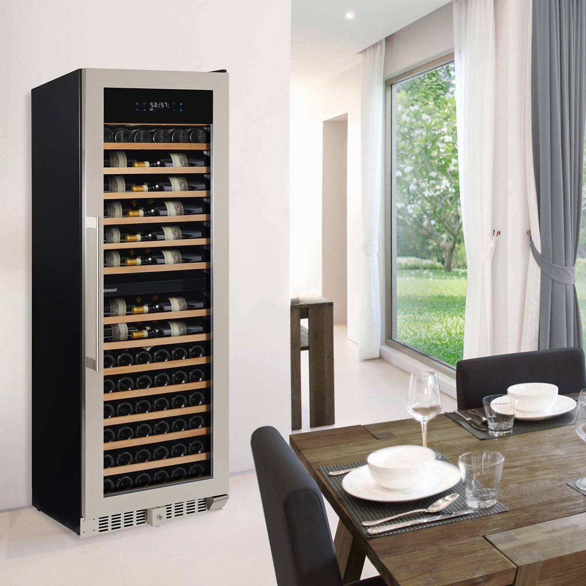 Vinovilla 17 Built-In Duo Nevera doble para vinos, 53 litros, 17 botellas,  puerta de cristal
