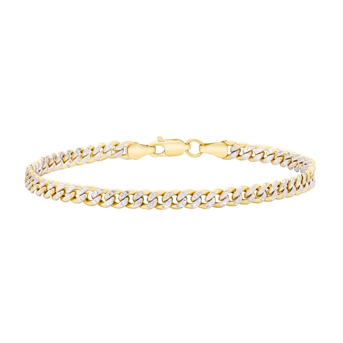 Pulsera, Eslabon Cubano, Oro Dos Tonos 14K, 21.59cm